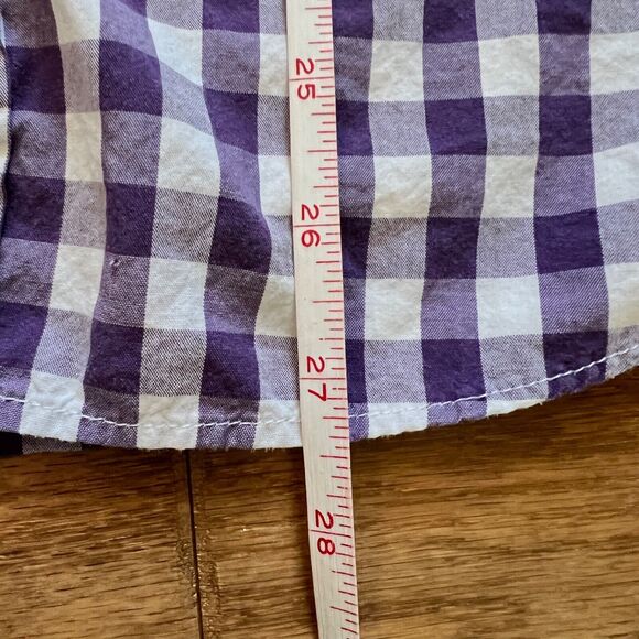 J.Crew Factory Shirt Size M Purple/White Slim Button Up Gingham Check - Picture 6 of 9